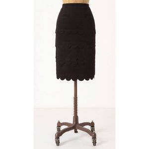 Anthropologie Maeve Scalloped Tiered Pencil Mini Skirt
